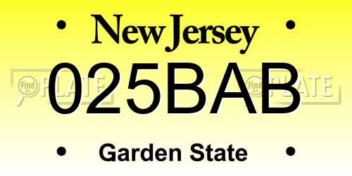 025BAB New Jersey License Plate