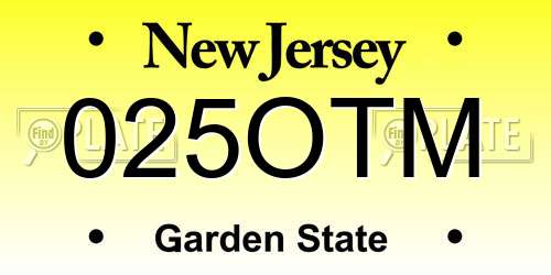025OTM New Jersey License Plate