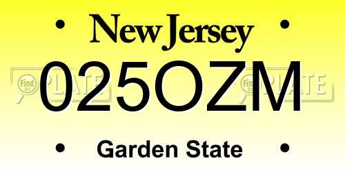 025OZM New Jersey License Plate