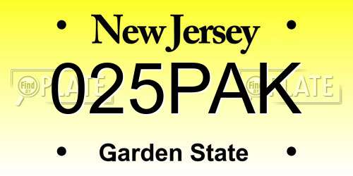 025PAK New Jersey License Plate