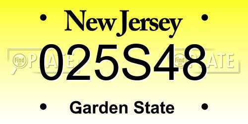 025S48 New Jersey License Plate