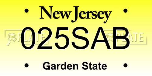 025SAB New Jersey License Plate