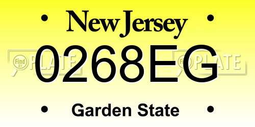 0268EG New Jersey License Plate