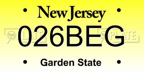 026BEG New Jersey License Plate