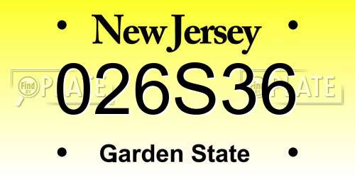 026S36 New Jersey License Plate