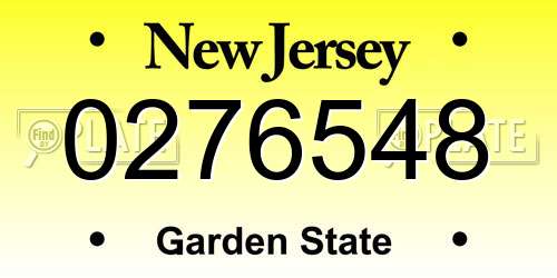 0276548 New Jersey License Plate