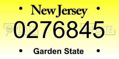 0276845 New Jersey License Plate