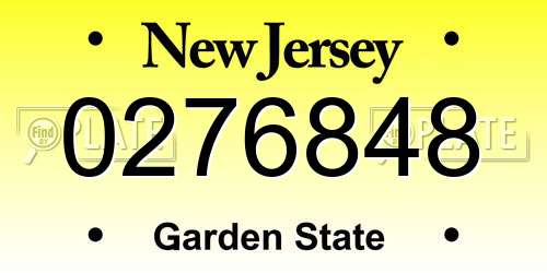 0276848 New Jersey License Plate