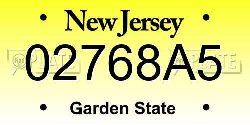 02768A5 New Jersey License Plate