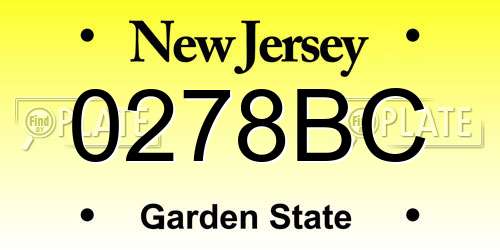 0278BC New Jersey License Plate