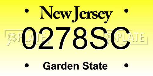 0278SC New Jersey License Plate