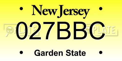 027BBC New Jersey License Plate