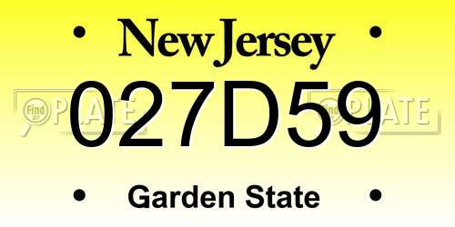 027D59 New Jersey License Plate