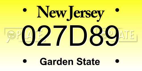 027D89 New Jersey License Plate