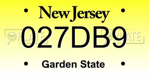 027DB9 New Jersey License Plate