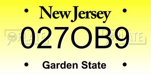 027OB9 New Jersey License Plate