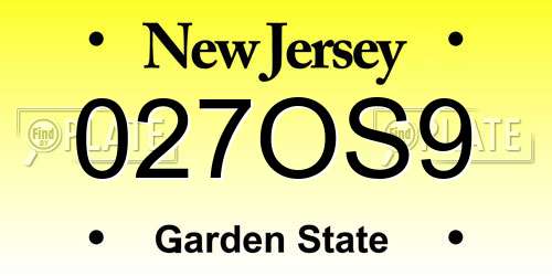 027OS9 New Jersey License Plate