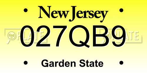 027QB9 New Jersey License Plate