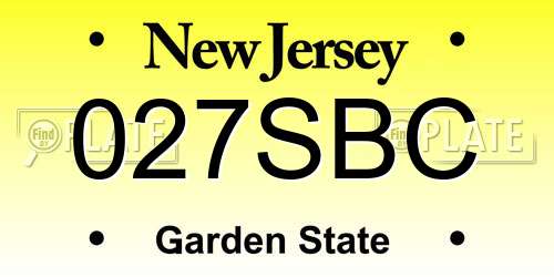 027SBC New Jersey License Plate