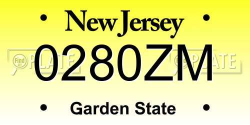 0280ZM New Jersey License Plate