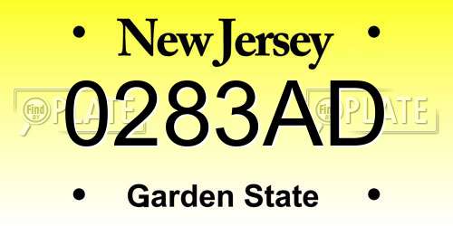 0283AD New Jersey License Plate