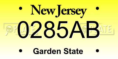 0285AB New Jersey License Plate