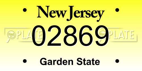 02869 New Jersey License Plate