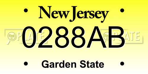 0288AB New Jersey License Plate