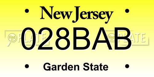028BAB New Jersey License Plate