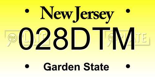 028DTM New Jersey License Plate
