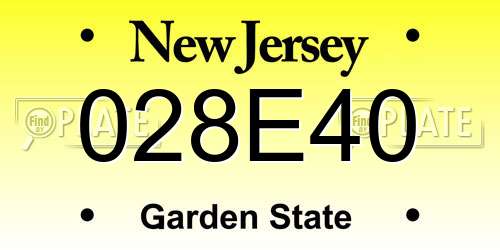 028E40 New Jersey License Plate