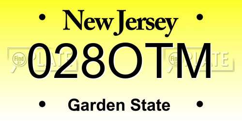 028OTM New Jersey License Plate