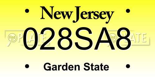 028SA8 New Jersey License Plate