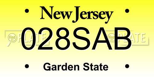 028SAB New Jersey License Plate