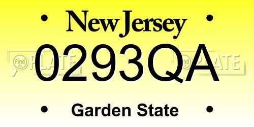 0293QA New Jersey License Plate