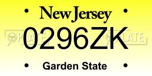 0296ZK New Jersey License Plate