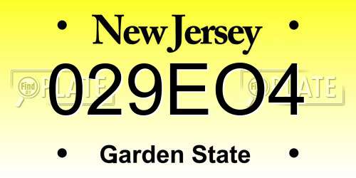 029EO4 New Jersey License Plate