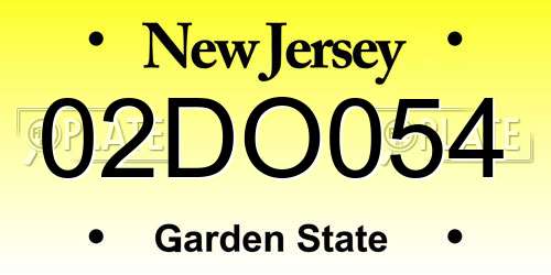 02DO054 New Jersey License Plate