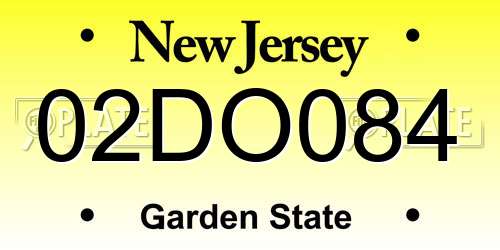 02DO084 New Jersey License Plate