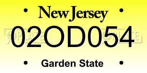 02OD054 New Jersey License Plate