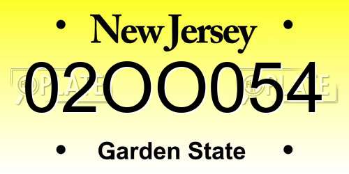 02OO054 New Jersey License Plate