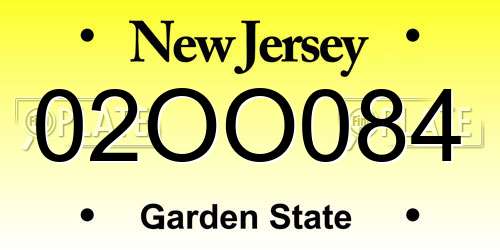 02OO084 New Jersey License Plate