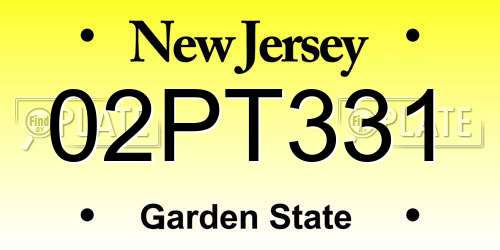 02PT331 New Jersey License Plate
