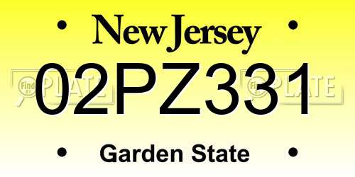 02PZ331 New Jersey License Plate