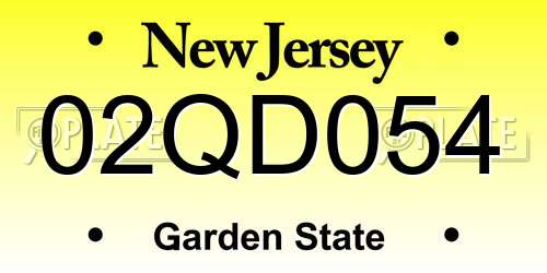 02QD054 New Jersey License Plate