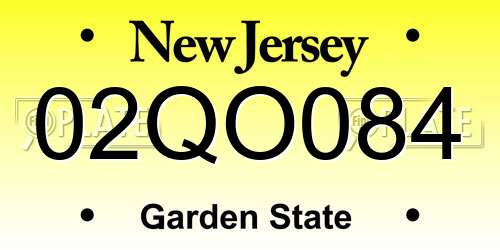 02QO084 New Jersey License Plate