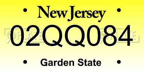 02QQ084 New Jersey License Plate