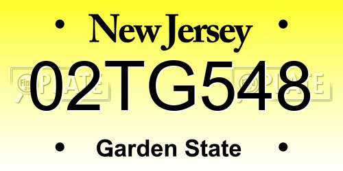 02TG548 New Jersey License Plate