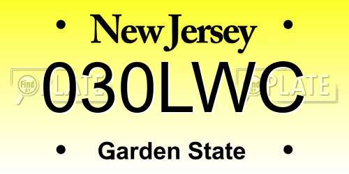 030LWC New Jersey License Plate