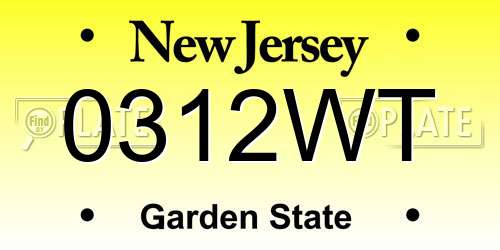 0312WT New Jersey License Plate